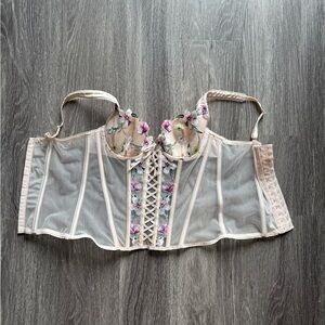 Floral Lace-Up Corset Top Victoria Secret
